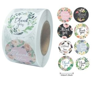 80 pcs 1" Boho Feather Flower Thank You Stickers